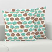 Small scale // Kawaii Mexican conchas // white background pastel green & brown shells