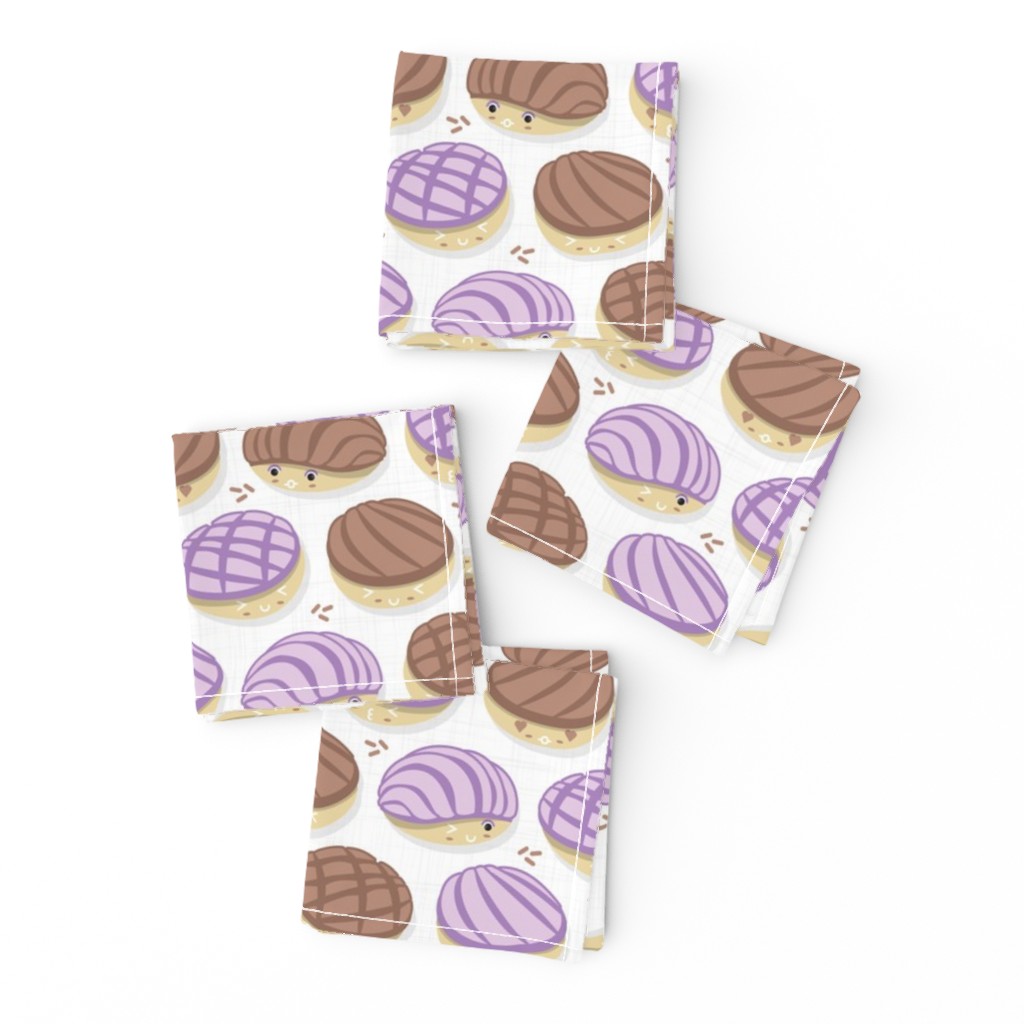 Small scale // Kawaii Mexican conchas // white background violet & brown shells