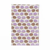 Small scale // Kawaii Mexican conchas // white background violet & brown shells