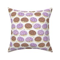 Small scale // Kawaii Mexican conchas // white background violet & brown shells