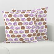 Small scale // Kawaii Mexican conchas // white background violet & brown shells