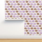 Small scale // Kawaii Mexican conchas // white background violet & brown shells