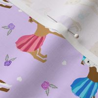 Pitbull tutus fabric - dogs and flowers, tutus, cute girly fabric - purple