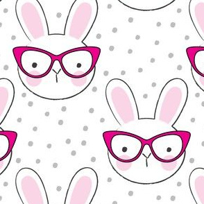 hipster bunnies on white