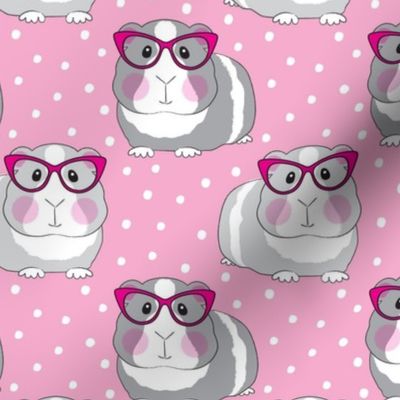 large hipster guinea pigs on pink