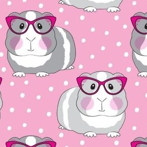 large hipster guinea pigs on pink
