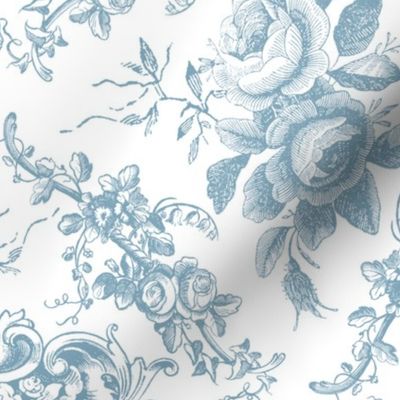 Lady Mary's Roses Blue Toile