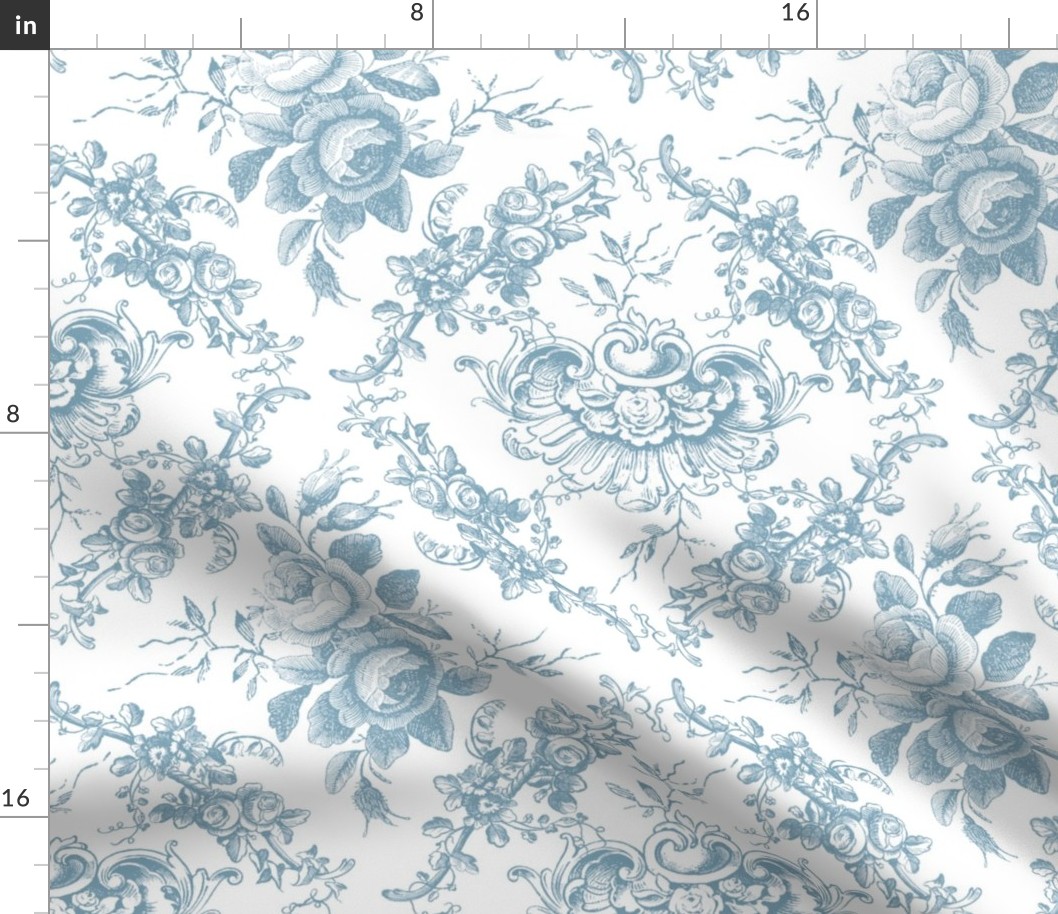 Lady Mary's Roses Blue Toile