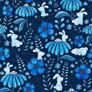 Bunny Floral - blue