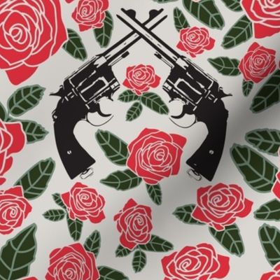 Vintage Revolvers on Red Floral // Large