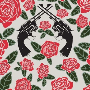 Vintage Revolvers on Red Floral // Large