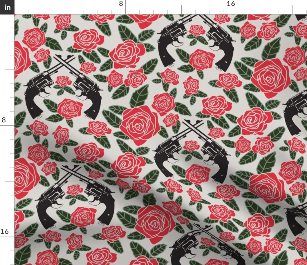 Vintage Revolvers on Red Floral // Large