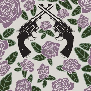 Vintage Revolvers on Lavender Floral // Large