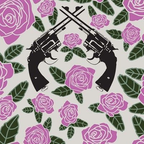 Vintage Revolvers on Mauve Floral // Large