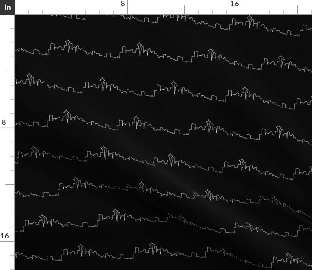 Seattle Skyline on Black // Small