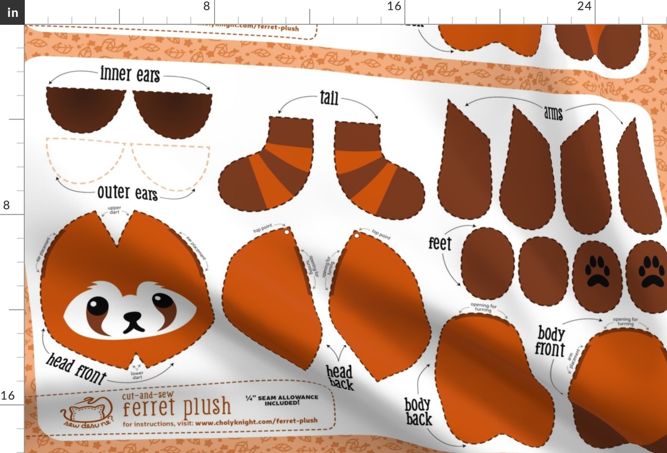 Cut & Sew Ferret Plush Red Panda