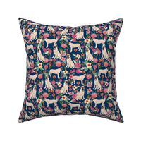 english mastiff florals dog breed fabric navy