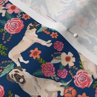 english mastiff florals dog breed fabric navy