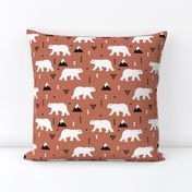 Cute polar bear winter mountain geometric triangle print copper brown autumn