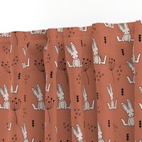 Adorable baby bunny geometric scandinavian style rabbit for kids gender neutral copper brown autumn collection