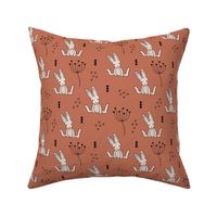 Adorable baby bunny geometric scandinavian style rabbit for kids gender neutral copper brown autumn collection