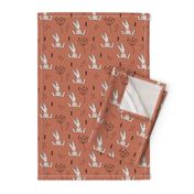 Adorable baby bunny geometric scandinavian style rabbit for kids gender neutral copper brown autumn collection