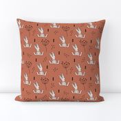 Adorable baby bunny geometric scandinavian style rabbit for kids gender neutral copper brown autumn collection