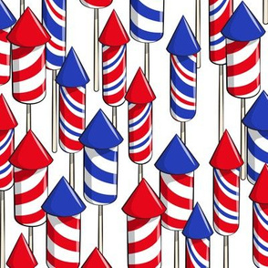 fireworks - white - July 4th fabric