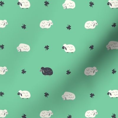 Sheep & Clovers (Green Dots with Black Sheep)