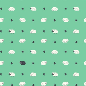 Sheep & Clovers (Green Dots with Black Sheep)