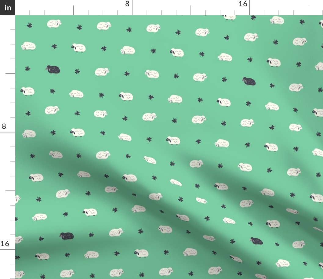 Sheep & Clovers (Green Dots with Black Sheep)