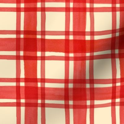 Red and Cream Watercolor Plaid