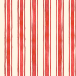 Red Triple Stripes on Cream Vertical