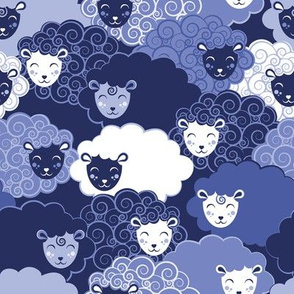 Sweet dreams zzz  // monochromatic blue sheep 