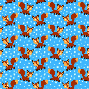 Cute Cartoon Red Fox and Blue Flowers by Cheerful Madness!!