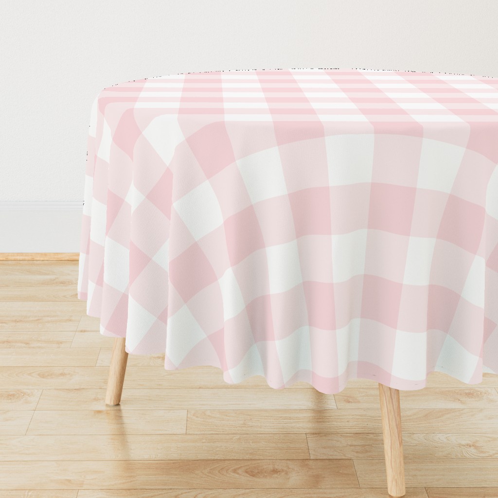 4" Millennial Pink Gingham: Pink & White Gingham Check, Buffalo Plaid Large Scale