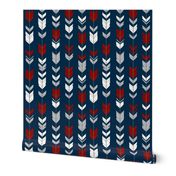 Small arrow Feathers - Red, grey and white on navy