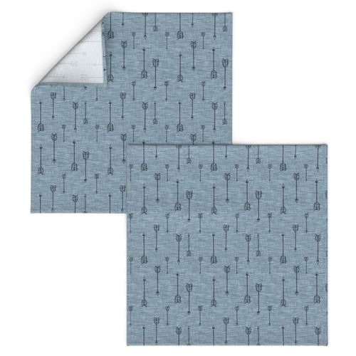 Arrows on Linen - Muted blue