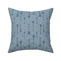 Arrows on Linen - Muted blue