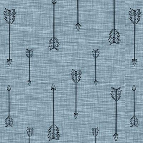 Arrows on Linen - Muted blue