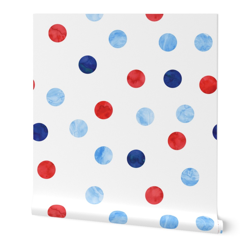 1.5" polka dot scatter - red white and blue