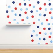 1.5" polka dot scatter - red white and blue