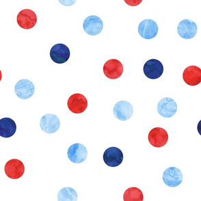 1.5" polka dot scatter - red white and blue