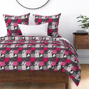 3” Wild Horses Patchwork - Fuchsia, Black And Grey