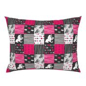 3” Wild Horses Patchwork - Fuchsia, Black And Grey