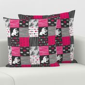 3” Wild Horses Patchwork - Fuchsia, Black And Grey