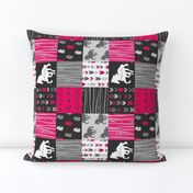 3” Wild Horses Patchwork - Fuchsia, Black And Grey