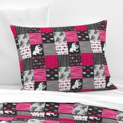 3” Wild Horses Patchwork - Fuchsia, Black And Grey