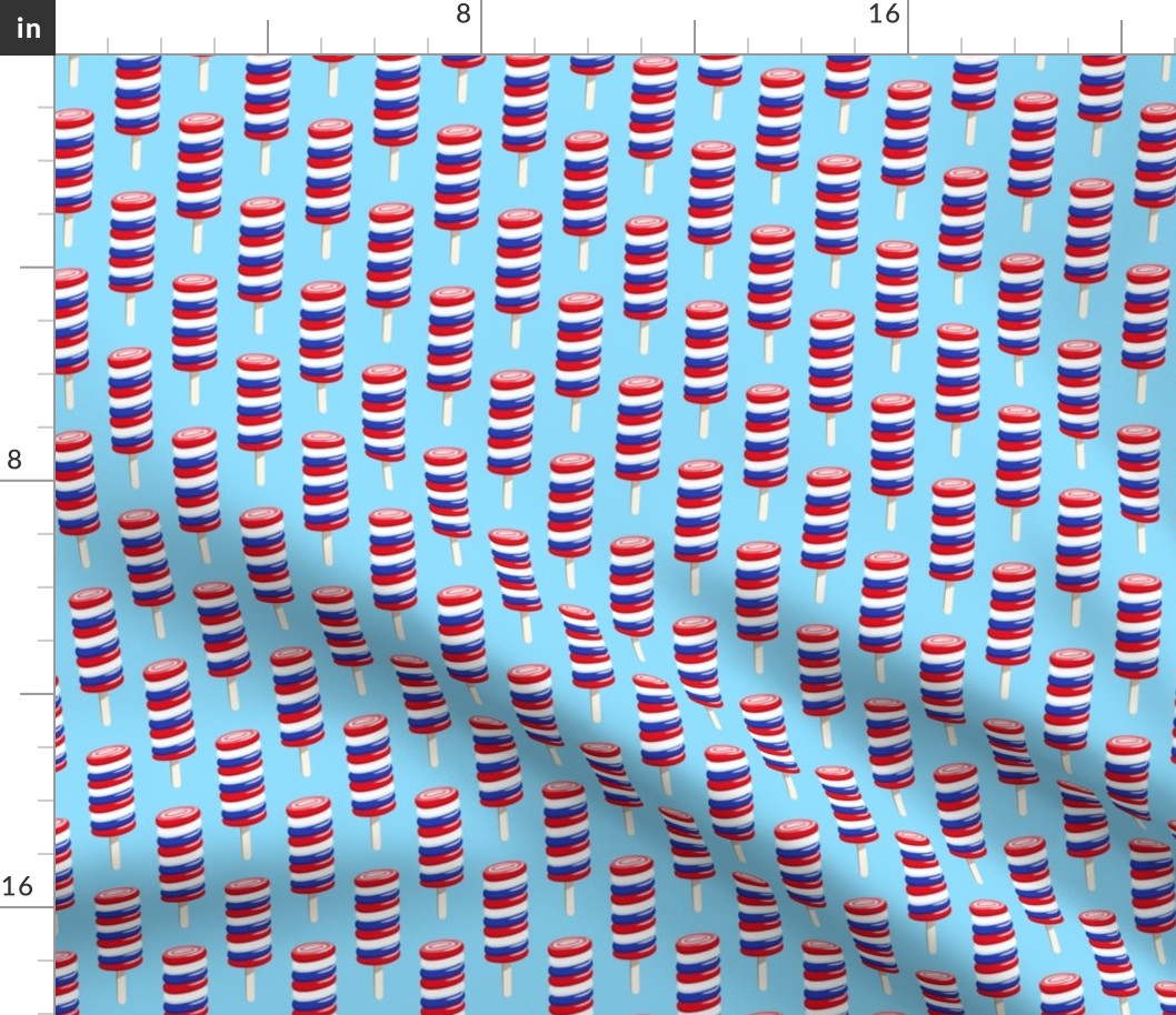 swirly popsicle on blue (red white and blue ice-cream)