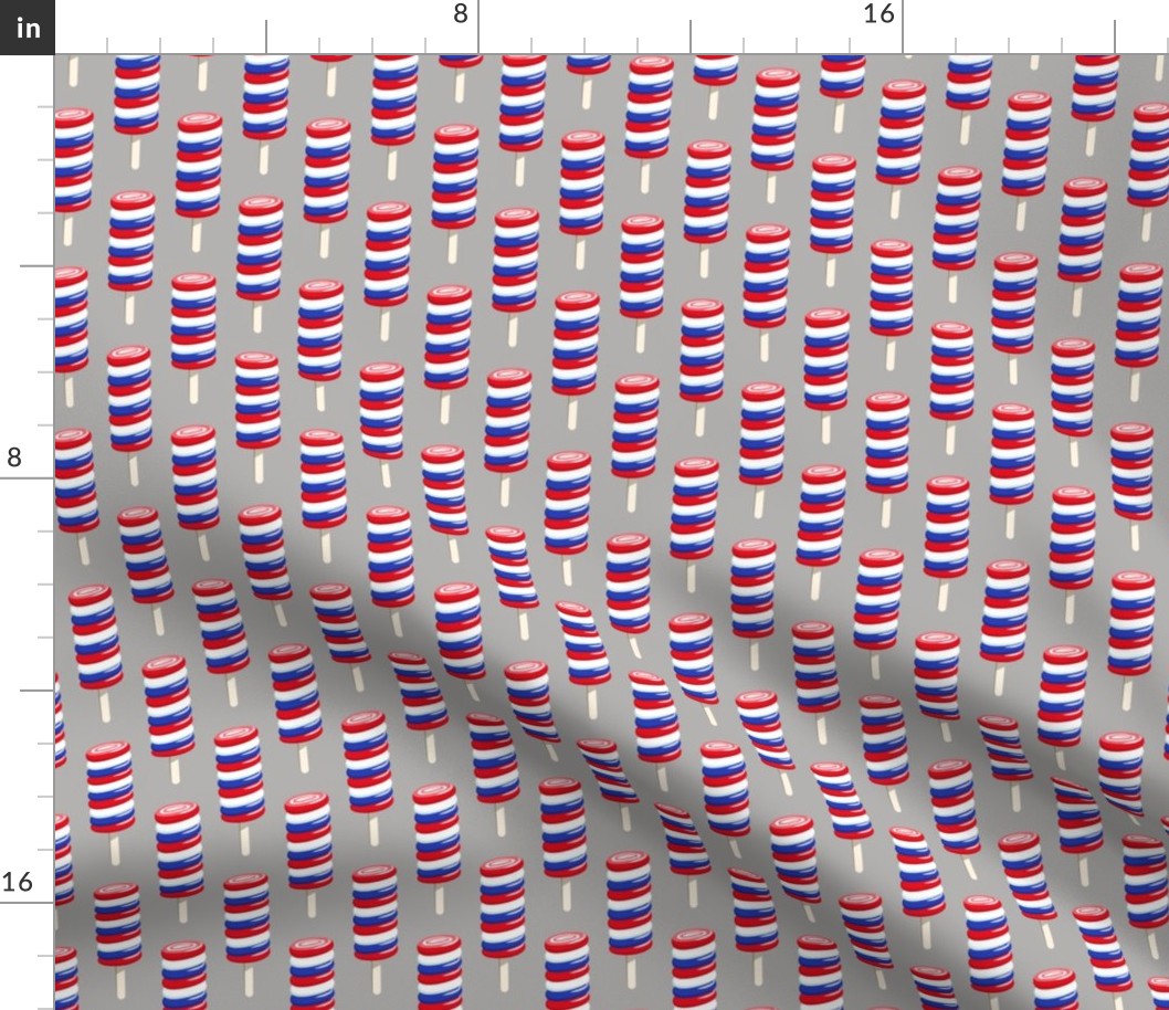 swirly popsicle  on grey (red white and blue ice-cream)